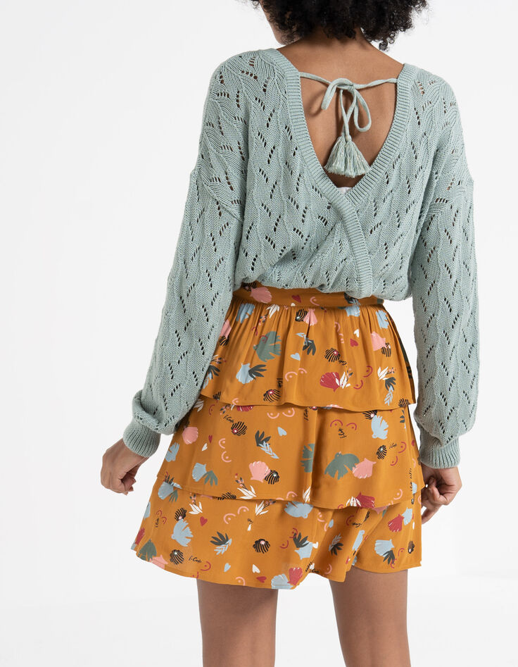 I.Code larch fun print ruffled skirt-2