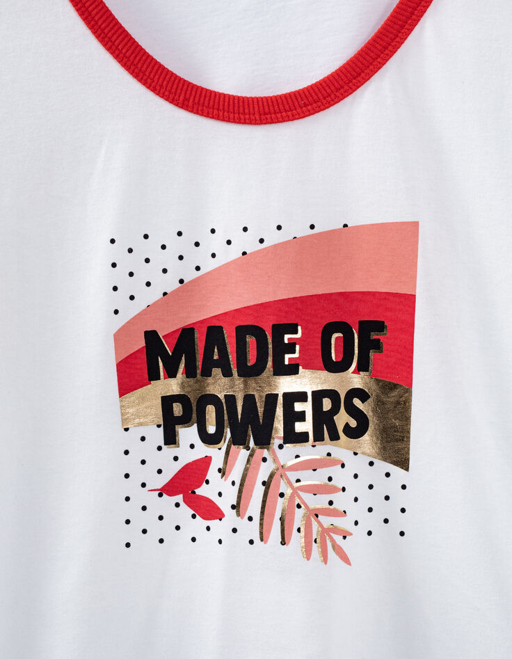 I.Code off-white T-shirt with red ribbing-2