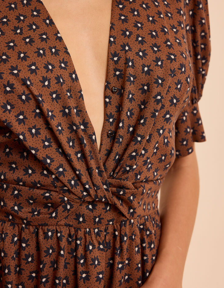 I.Code camel dress with black flower print-7 I.Code camel dress with black flower print-7