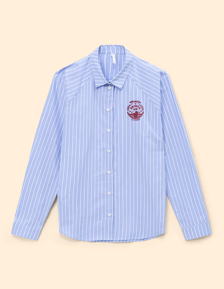 Blauw overhemd lange mouw strepen embleem I.Code-6