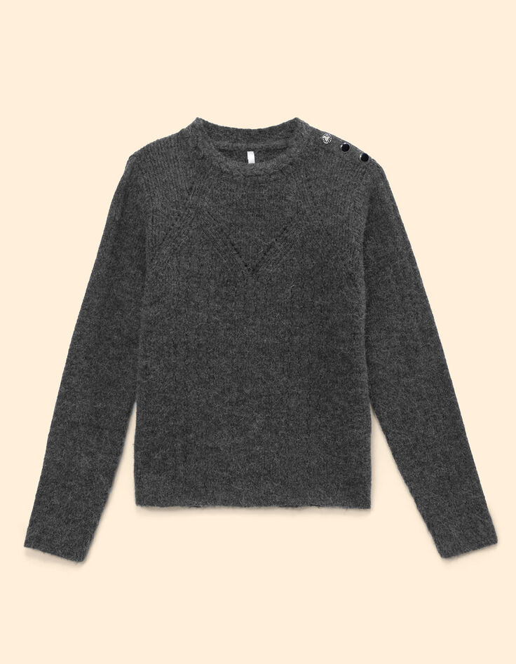 Grauer Strickpullover Schulterkn&ouml;pfe I.Code-8