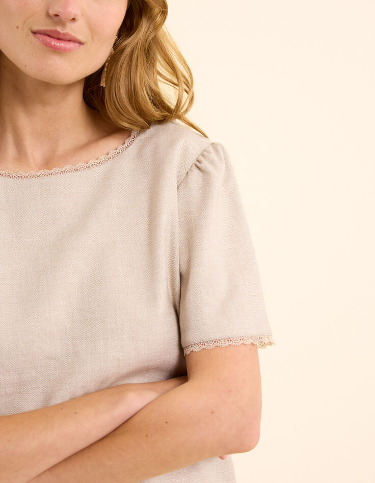 Top beige cropped boutonné I.Code-3