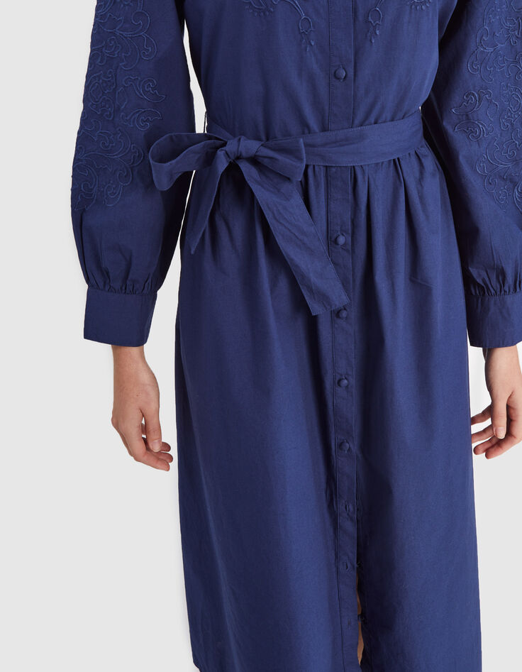 Robe longue indigo broderies ton sur ton I.Code -3