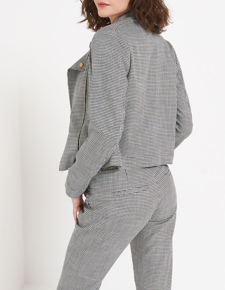 Veste noire esprit motard à motif pied de poule I.Code-3