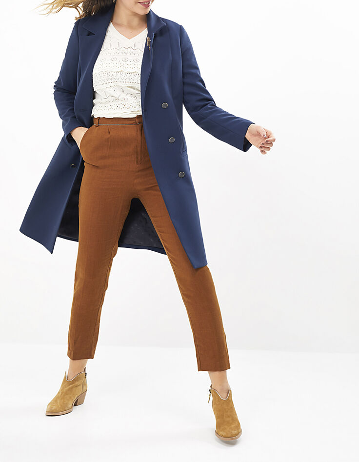 Pantalon carotte camel en lin I.Code-6