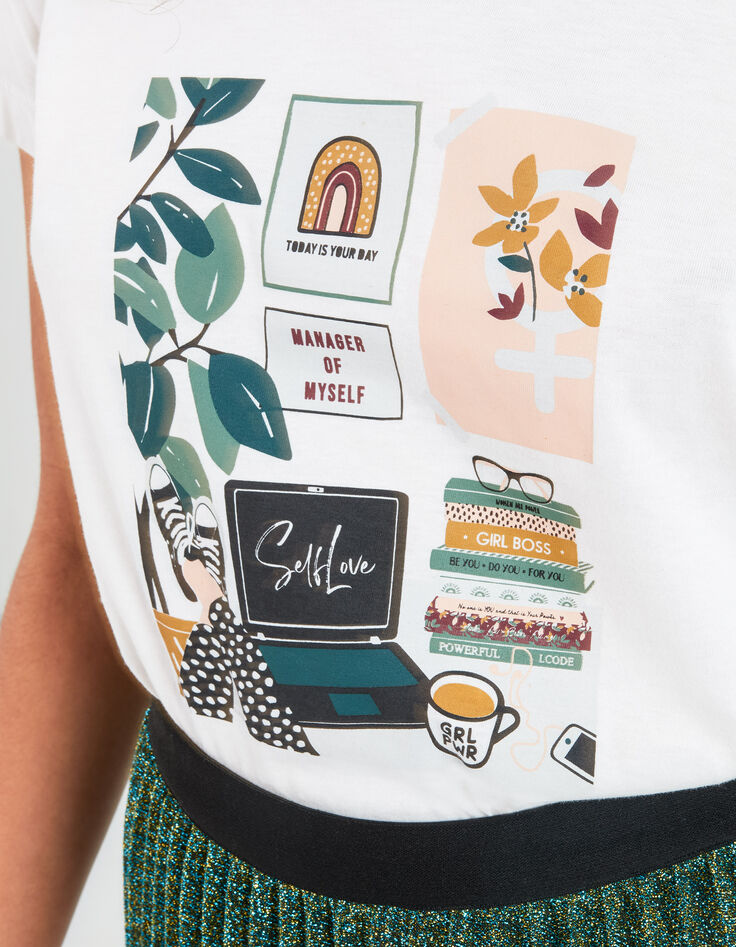 Tee-shirt blanc cassé bio visuel bureau I.Code -4