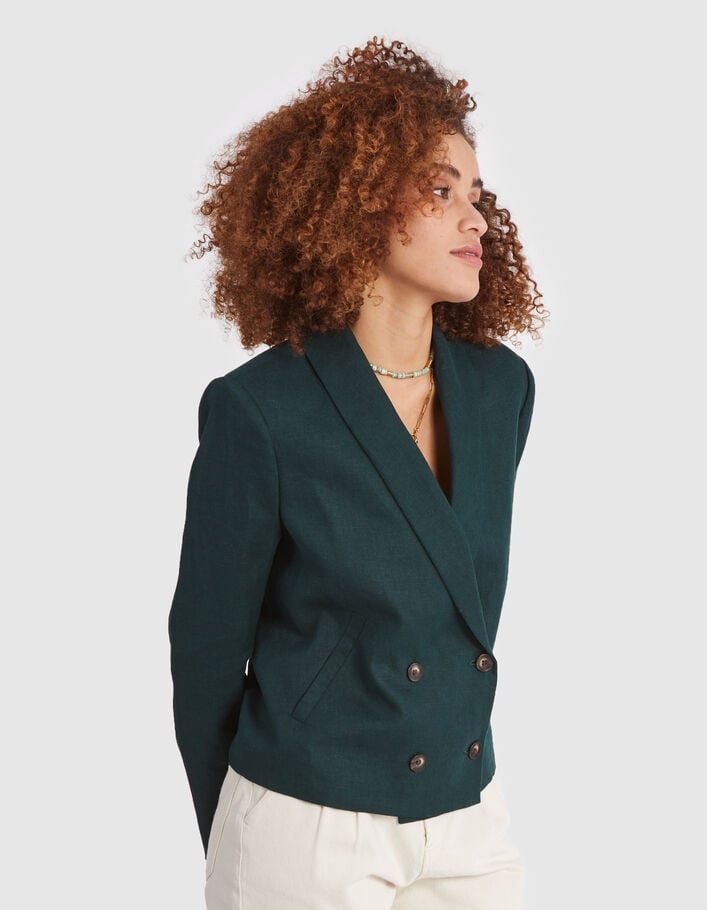 I.Code imperial green linen suit jacket - I.CODE