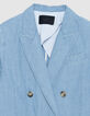 Blauw chambray colbert met dubbele borst Dames-7