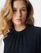 Marine Lurex-Hosenanzug Damen Fischgr&auml;tenmuster-6