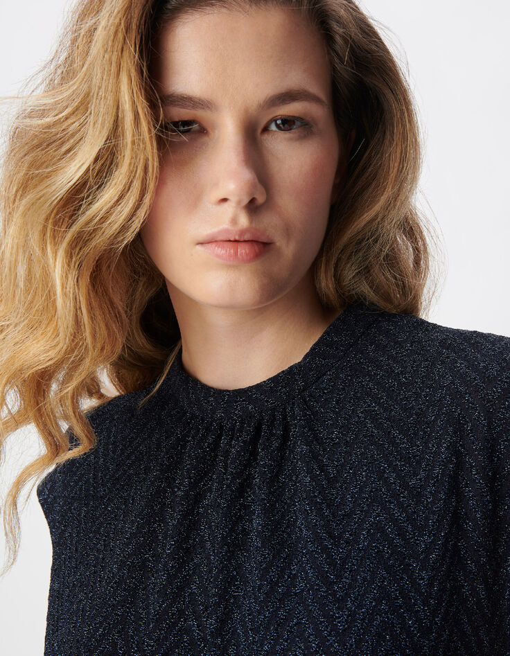 Marine Lurex-Hosenanzug Damen Fischgr&auml;tenmuster-6