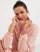Robe sweet pink bio en panne de velours côtelée I.Code-1