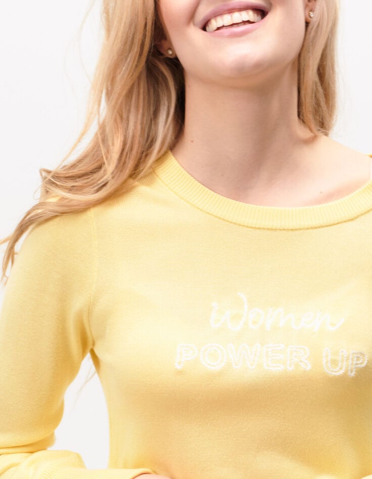 I.Code yellow sorbet knit sweater with embroidered slogan-4 I.Code yellow sorbet knit sweater with embroidered slogan-4