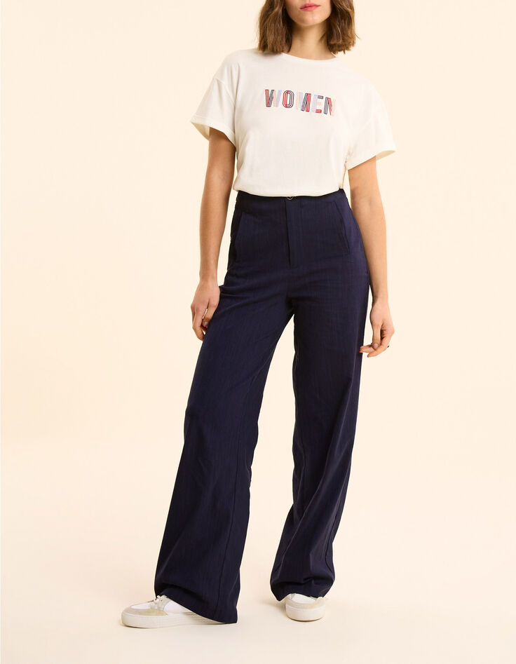 Pantalon de costume large marine faux-uni I.Code-6