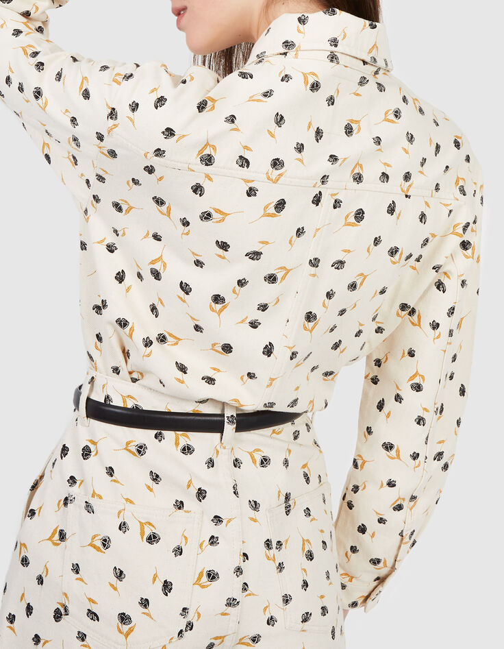 Chaqueta vaquera crudo estampado florecitas rock I.Code -3