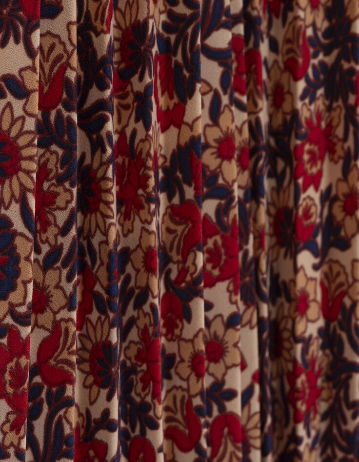 Vestido largo rojo plisado floral I.Code-8