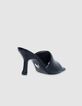 Schwarze Lederpantoffeln Damen-4