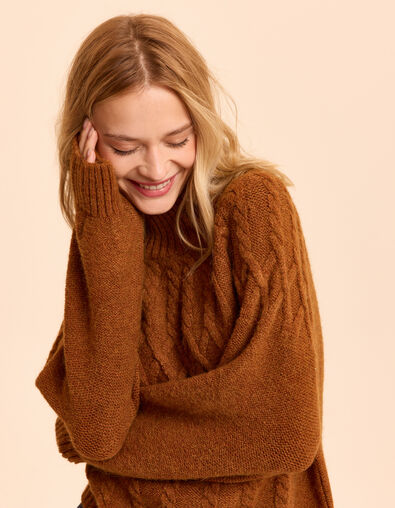 I.Code camel cable knit sweater