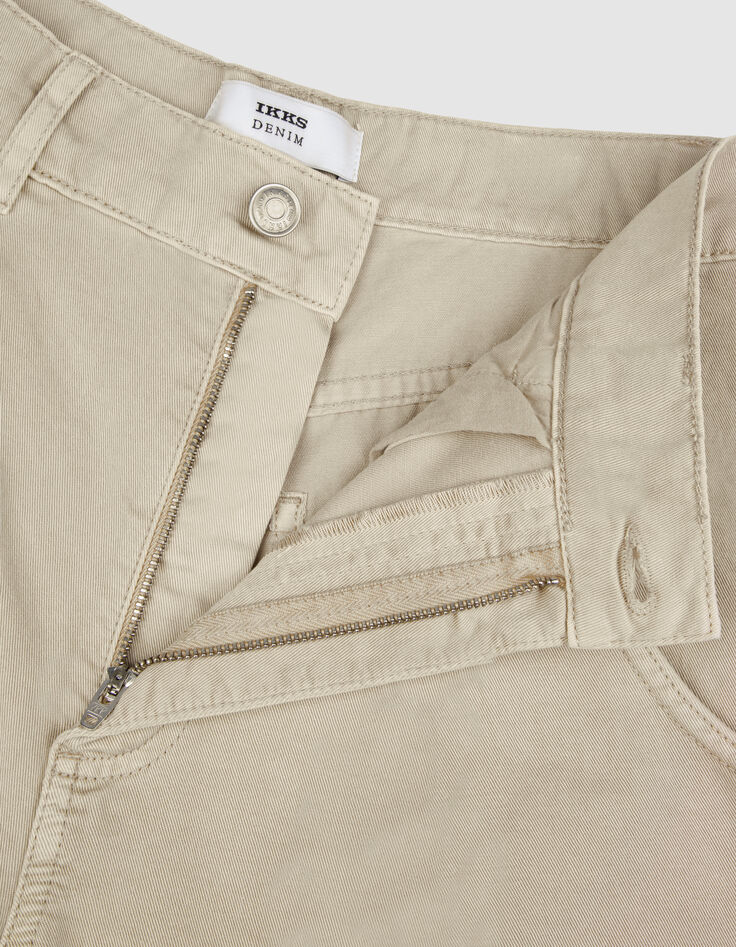 Beigefarbene Jeans mit hoher Taille und weitem Bein f&uuml;r Damen-9