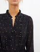 I.Code black gold foil flower print long dress-4
