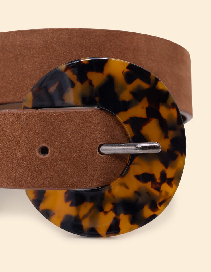 Ceinture camel cuir velours boucle écaille I.Code-2