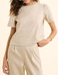 I.Code beige buttoned cropped top-2
