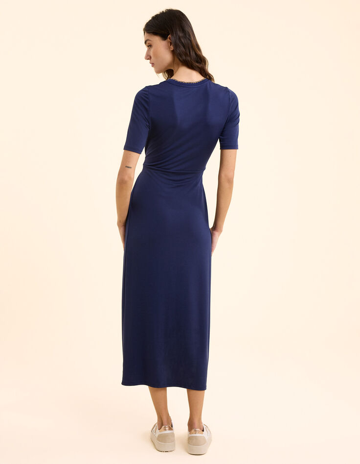 Robe longue bleue à nouer devant ou dos I.Code-5