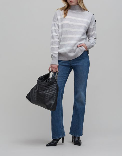 Damen Strickpullover ecru gestreift grau - IKKS