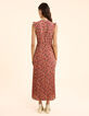Robe longue rouge plissée imprimé fleuri I.Code-4