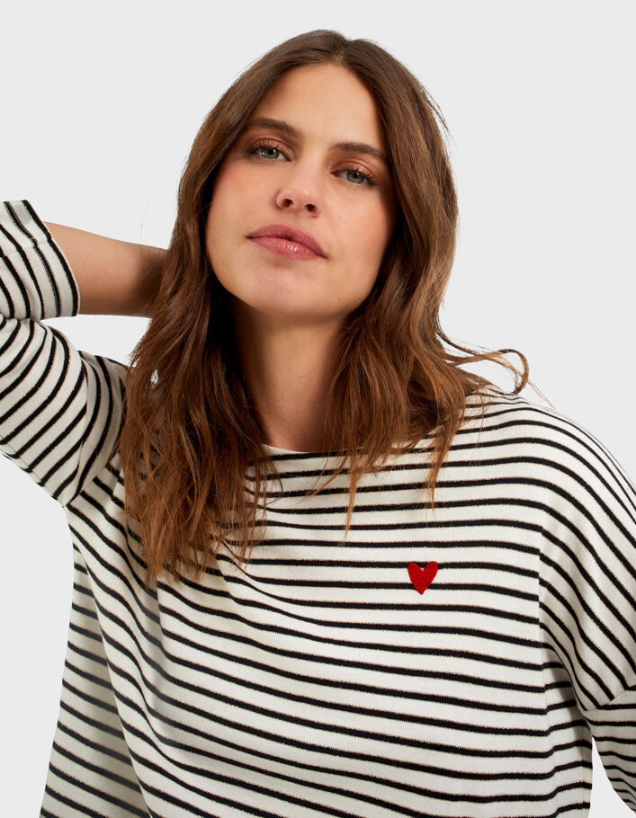 Tee-shirt marinière rayures et cœur brodé I.Code-4