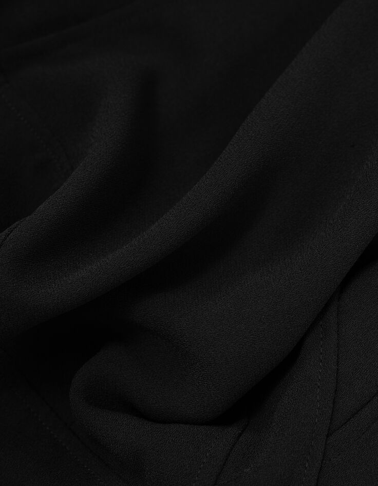 Schwarzes Kurzarmhemd Damen Leistentaschen-8