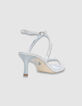 Goldfarbene Damen Ledersandalen mit Absatz-3