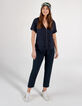 Marine top in twee materialen met rits I.Code-6