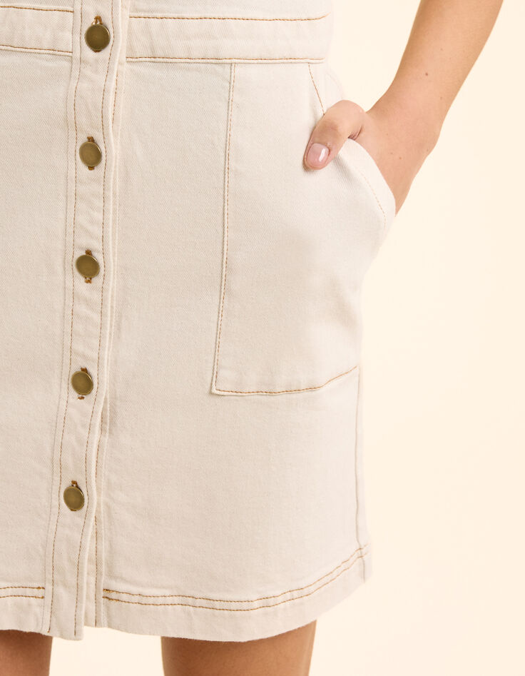 Robe en jean écru surpiqûres ocre I.Code-7 Robe en jean écru surpiqûres ocre I.Code-7