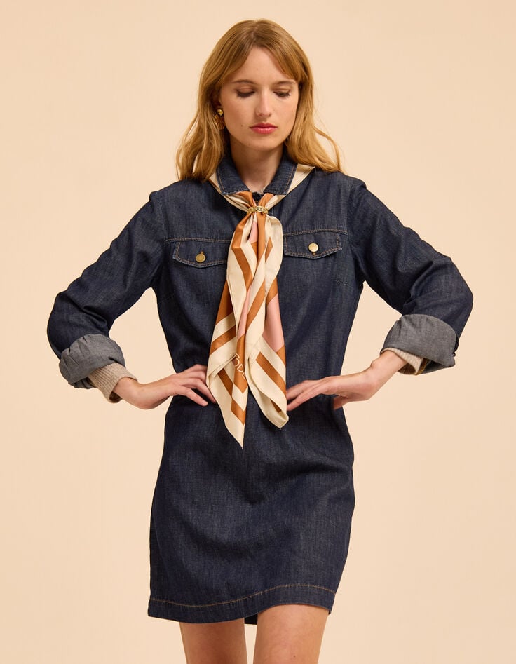 Robe en jean brut poches poitrine I.Code-1 Robe en jean brut poches poitrine I.Code-1
