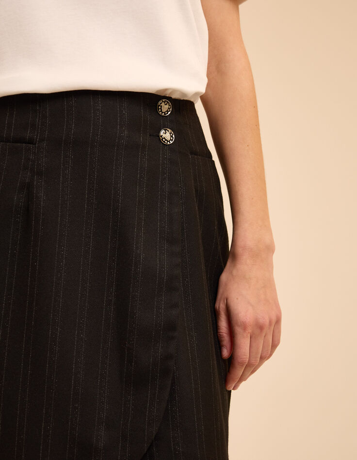 Falda corta de traje negra rayas I.Code-6