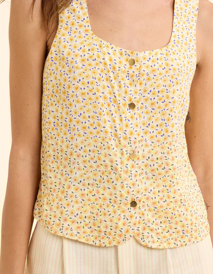 Top à bretelles imprimé fleurs jaunes I.Code-5 Top à bretelles imprimé fleurs jaunes I.Code-5