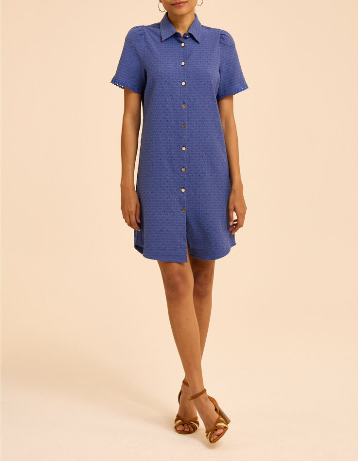 Robe chemise bleue jacquard fantaisie I.Code-1