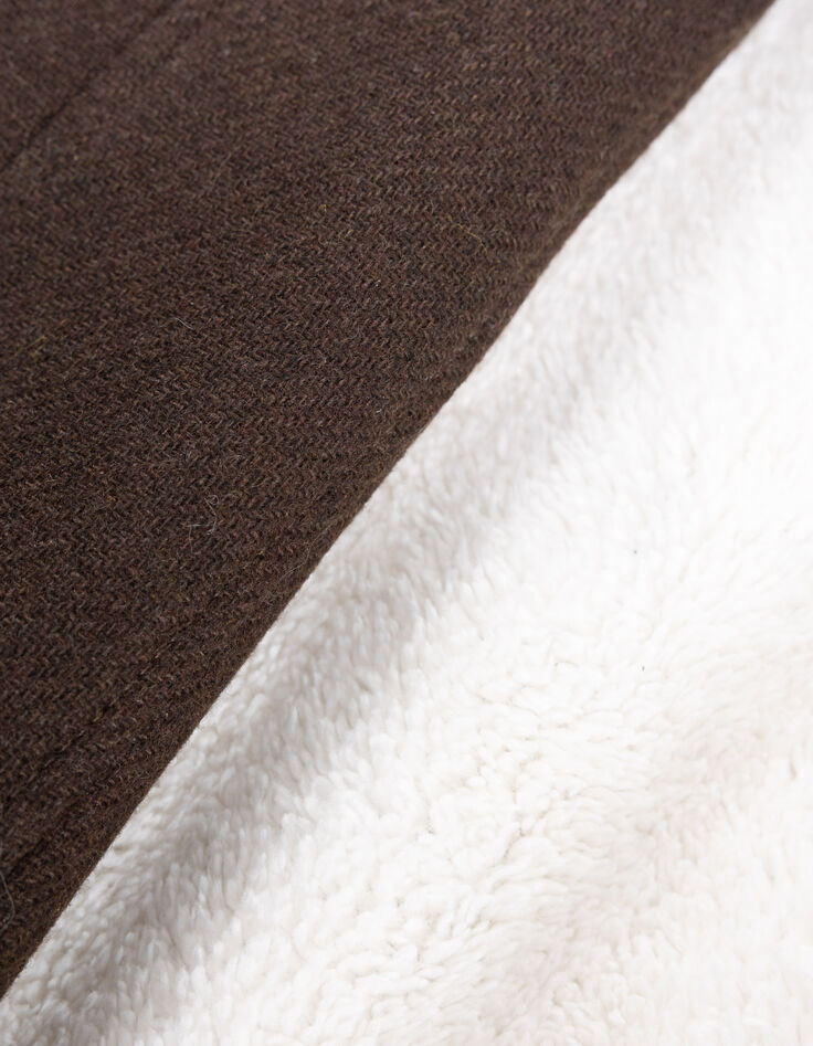 I.Code brown fur-lined woolcloth short coat-8