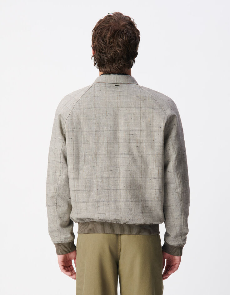 Taupe Bomberjacke Rei&szlig;verschluss Karo-3