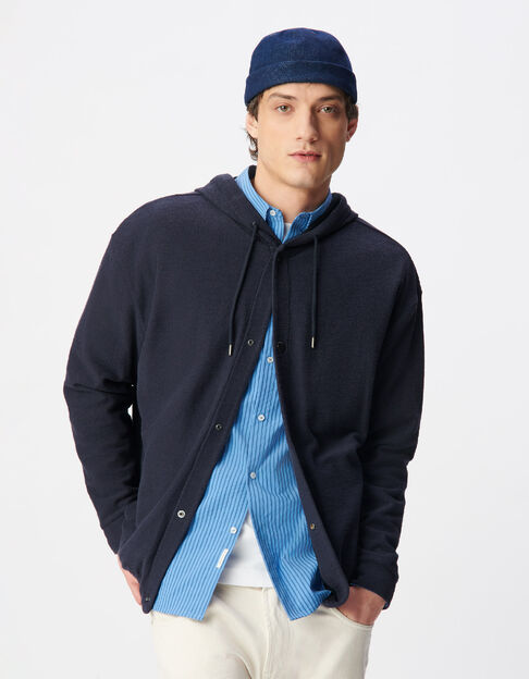 Marine Strickjacke mit Kapuze & Druckkn&ouml;pfen - IKKS