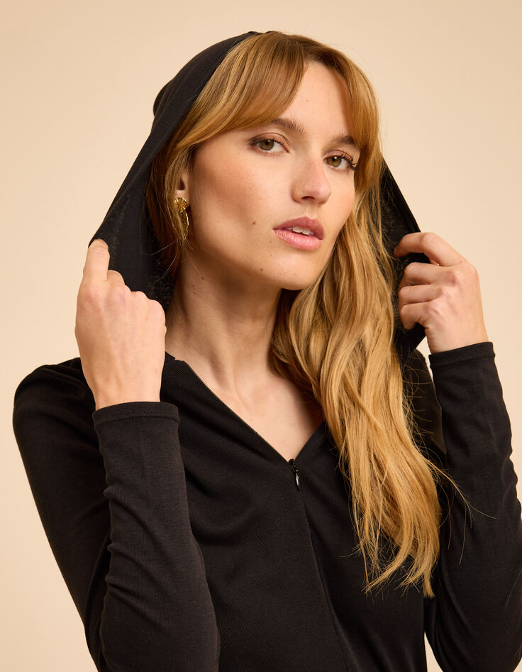 I.Code black hooded T-shirt with zipped collar-5 I.Code black hooded T-shirt with zipped collar-5