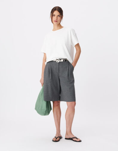Wei&szlig;es T-Shirt Damen mit Fischgr&auml;ten-Stickerei - IKKS