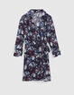 Marineblaues Recycling-Damenkleid mit Batikblumen-6