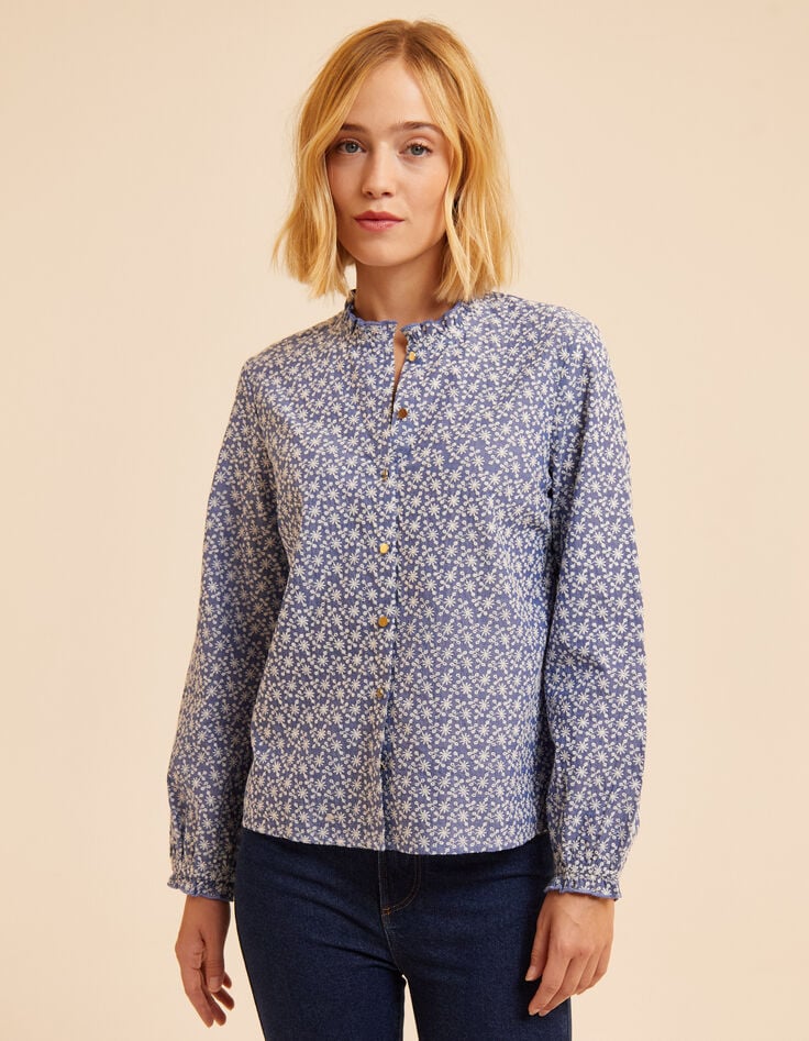 Zwarte blouse ecru borduursels I.Code-3 Zwarte blouse ecru borduursels I.Code-3