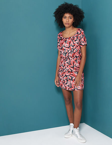 I.Code poppy dress with pop palm-tree print