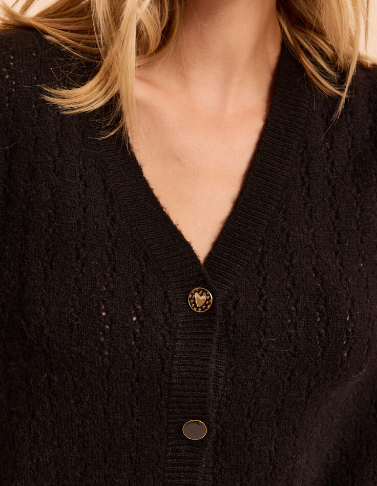 Cardigan noir tricot ajour&eacute; I.Code-3