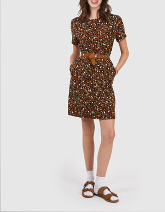 Vestido camel estampado leopardo I.Code
