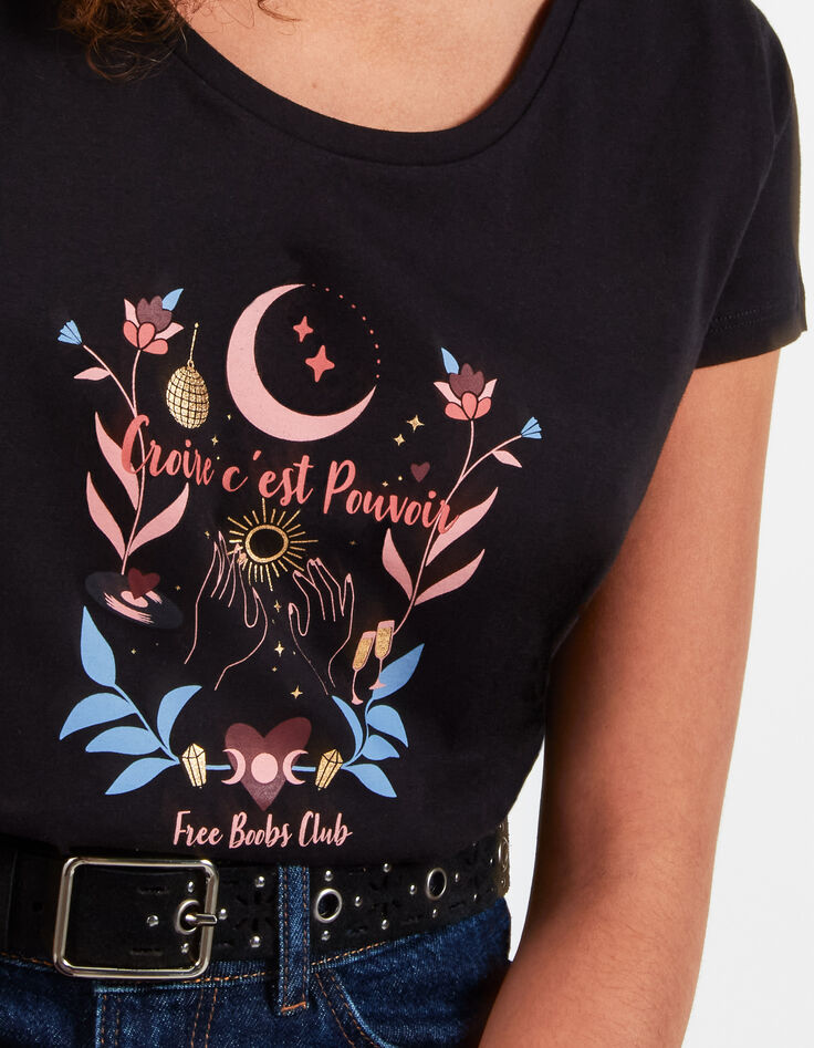 Camiseta negra algodón ecológico mensaje y luna I.Code -3