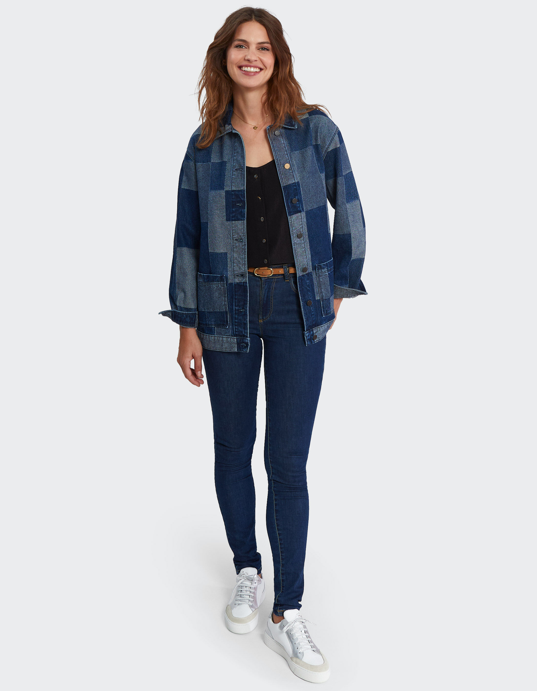 Veste en jean bleue esprit patchwork I.Code