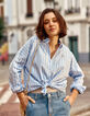 Chemise bleue motif rayures broderie double cœur I.Code-6